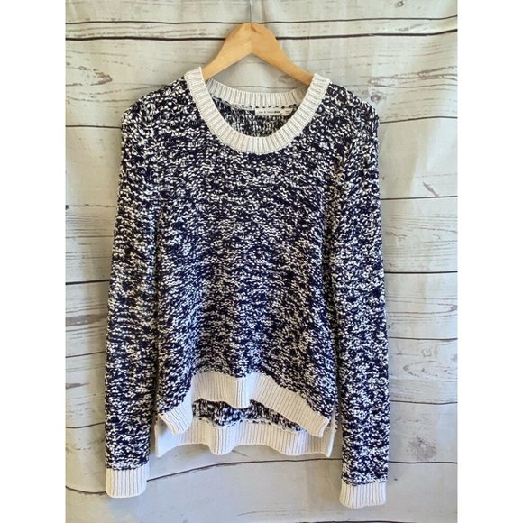Rag & Bone Navy White Chunky Knit Pullover Crew Sweater Sz Small / P NWT $275 - Picture 2 of 8